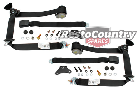 Front Inertia Seat Belt Pair (Black – Bench Seat) Ford XE XF Ute Van - kK3591-a