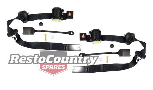 Front Inertia Seat Belt Pair (Black - Bucket Seat) Holden WB Statesman 1 Tonner - kK3626-a