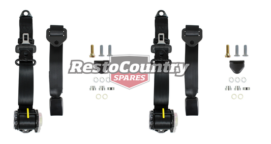 Front Inertia Seat Belt Pair (Black - Adjustable Web Stalk) Hilux N50 N80 - kK4543-a