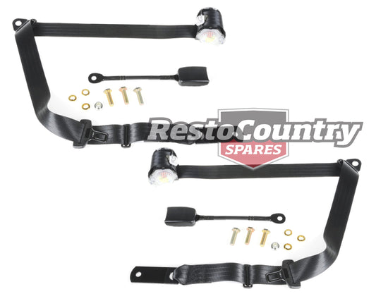 Front Inertia Seat Belt Pair (Black - 250mm Solid Floor Stalk) Universal - kK6244-a