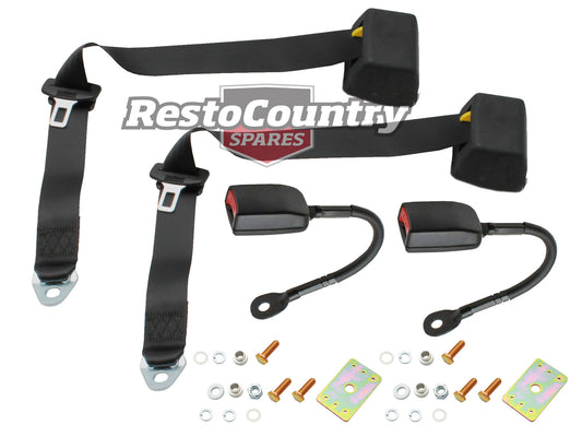 Parcel Shelf Mount Inertia Seat Belt Pair (Black - 400mm Solid Stalk) Universal - kK6265-a