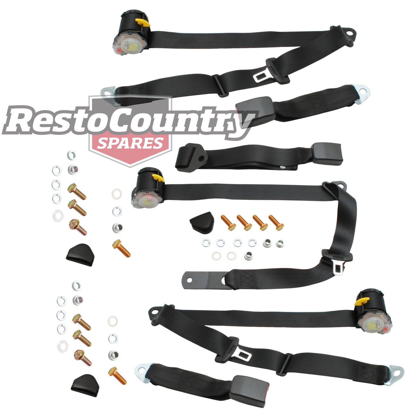 Rear Inertia Seat Belt Set (Black – Bench Seat) Holden VK VL Commodore - kK7148-b