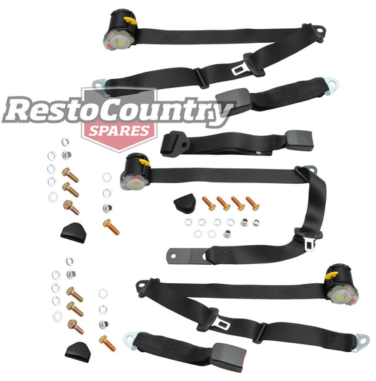 Rear Inertia Seat Belt Set (Black – Bench Seat) Holden VK VL Commodore - kK7148-b