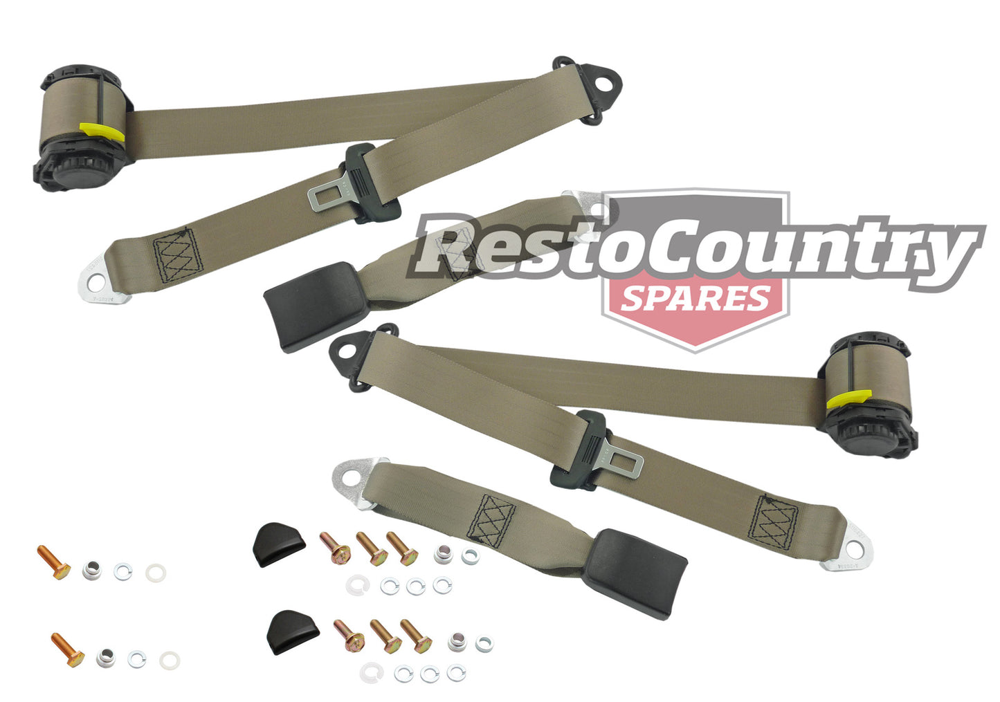 Rear Inertia Seat Belt Pair (Cappuccino – Bench Seat) Holden VK VL Commodore - kK7148C-a
