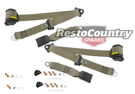 Rear Inertia Seat Belt Pair (Cappuccino – Bench Seat) Holden VK VL Commodore - kK7148C-a