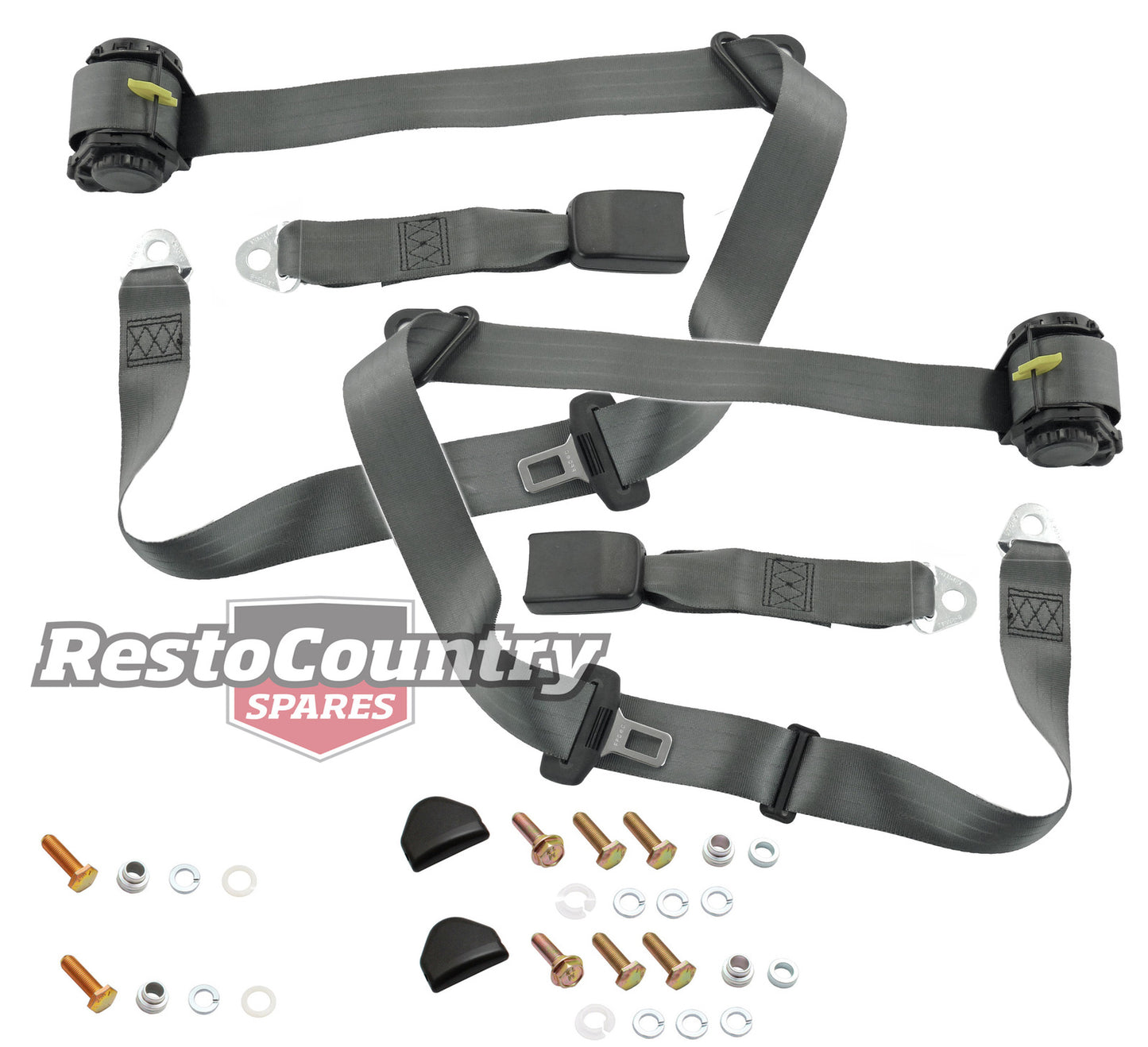 Rear Inertia Seat Belt Pair (Grey – Bench Seat) Holden VK VL Commodore - kK7148GY-a