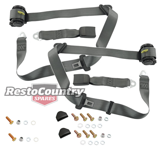 Rear Inertia Seat Belt Pair (Grey – Bench Seat) Holden VK VL Commodore - kK7148GY-a