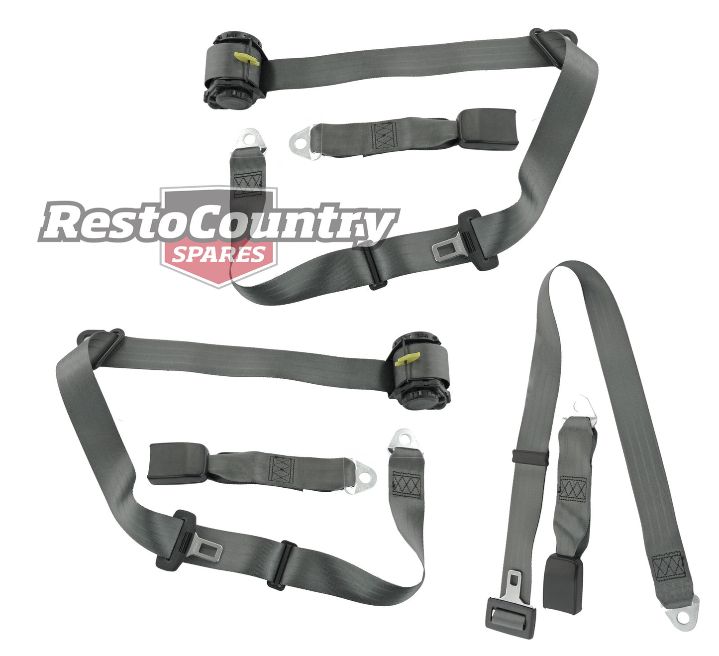 Rear Inertia Seat Belt Set (Grey – Bench Seat) Holden VK VL Commodore - kK7148GY-b