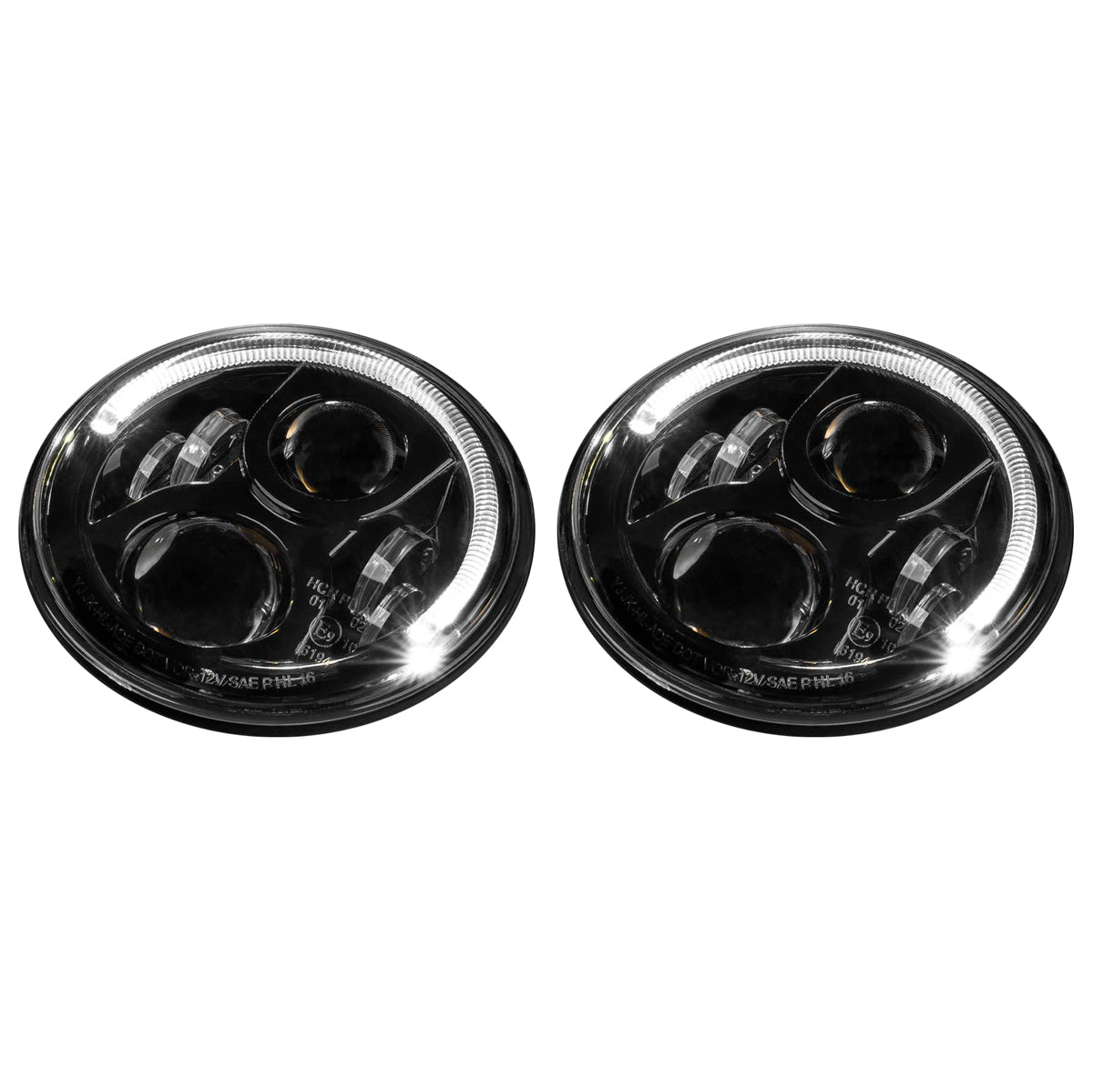 Holden Ford Standard Replacement STEDI 7" CARBON BLACK LED Headlights PAIR -kLEDMOTO-CARBON-7BLKx2