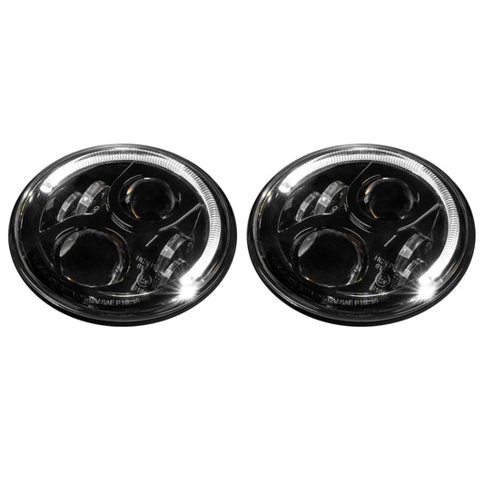 Holden Ford Standard Replacement STEDI 7" CARBON BLACK LED Headlights PAIR -kLEDMOTO-CARBON-7BLKx2