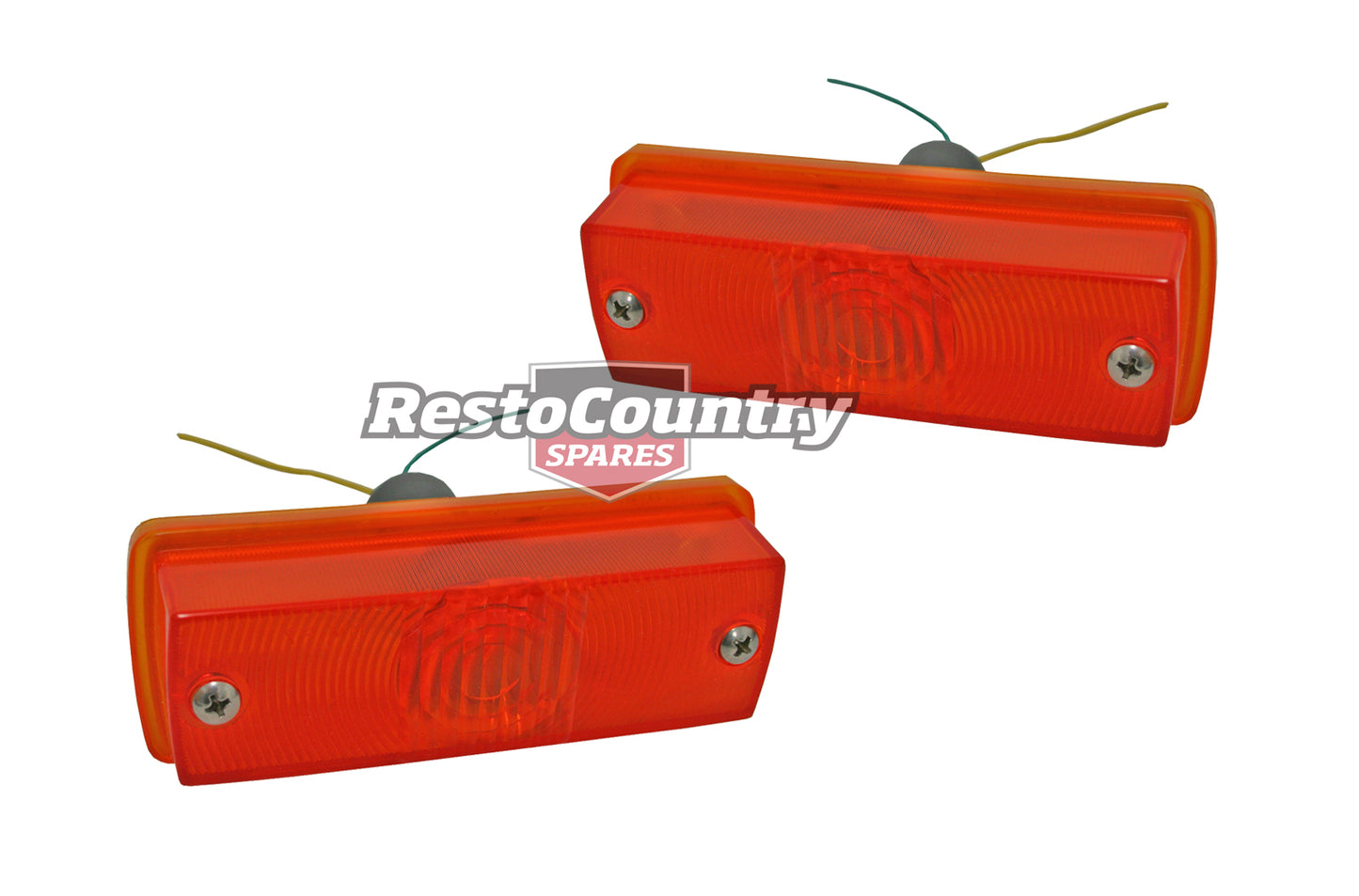 Holden Torana AMBER Front Indicator Assembly LC LJ Pair LEFT + RIGHT Lens + Body - kLFT1021Ax2