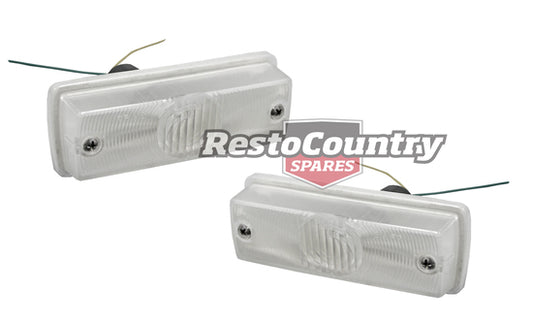 Holden Torana CLEAR Front Indicator Assembly Pair LC LJ LEFT + RIGHT Lens + Body - kLFT1023Ax2