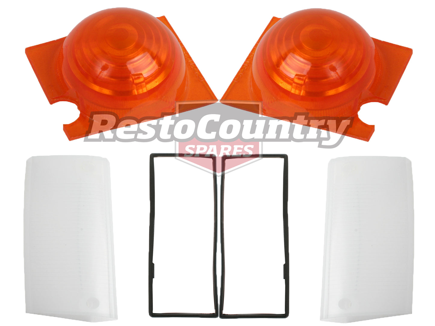 Ford Front Indicator Outer + Inner Lens + Gasket XY x2 RIGHT+LEFT blinker - kLFT2009b-10b