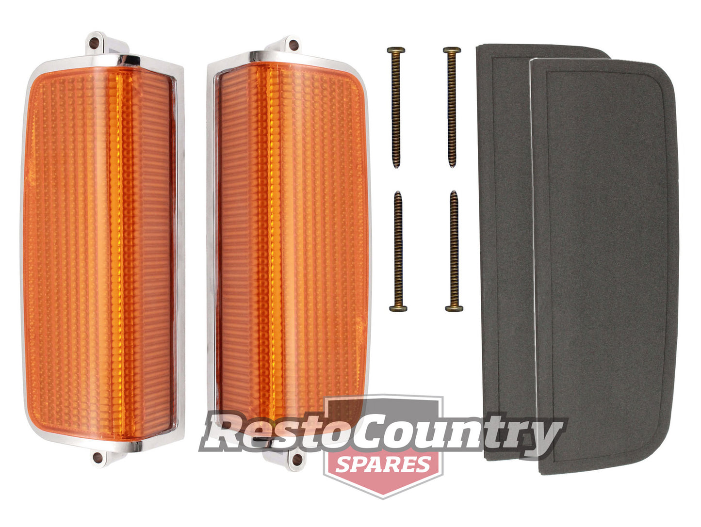 Ford XC Front Indicator Lens  + Gasket + Screws x2 Left + Right blinker flasher - kLFT2030-a