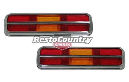 Ford Falcon Taillight + Indicator Lens x2 w/ CHROME Surround XB Coupe - kLRS2022Ax2