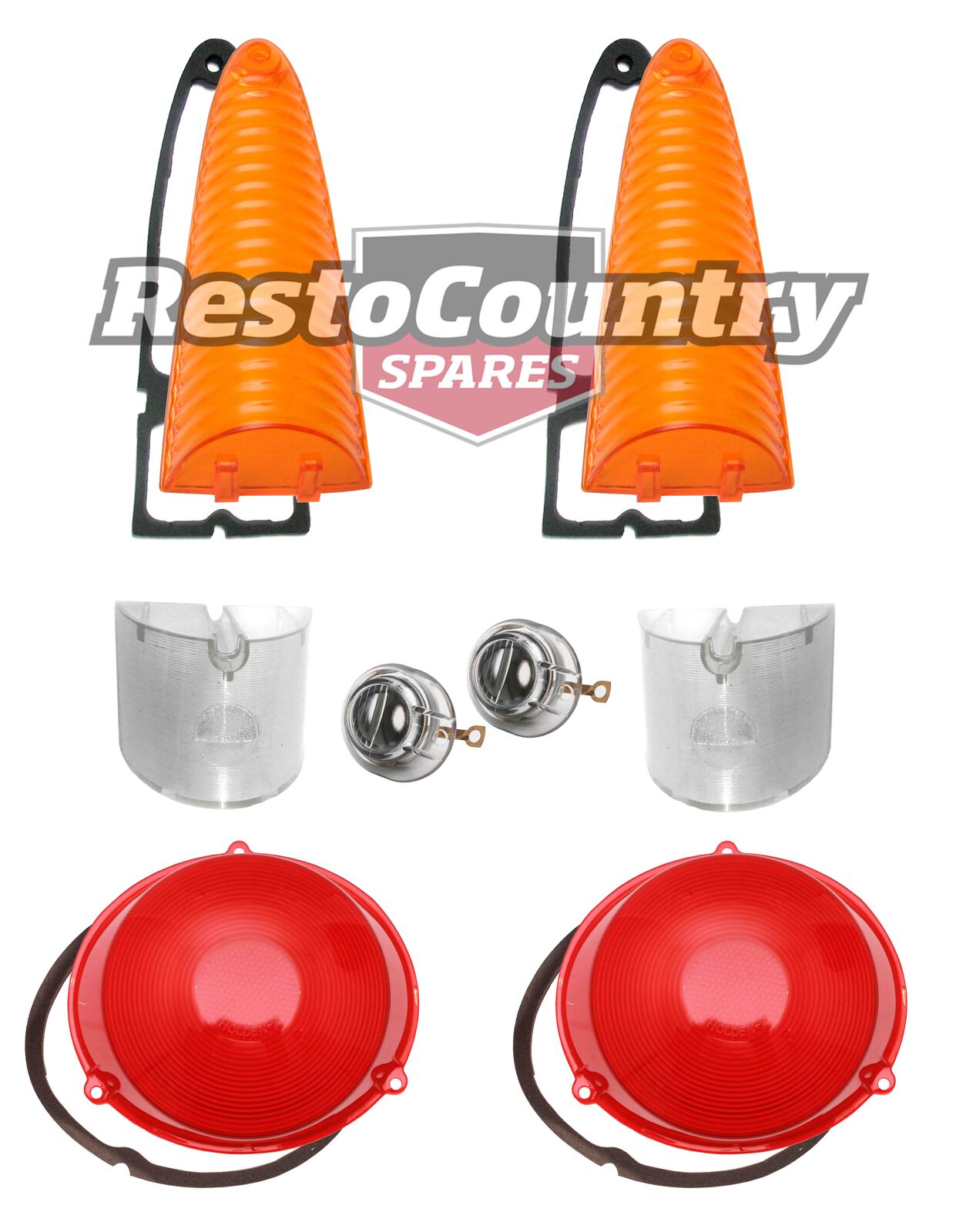 Holden Rear Tail Light Lens Set FB EK Sedan Brake + Indicator + Reverse + Plate - kLRT1003-b