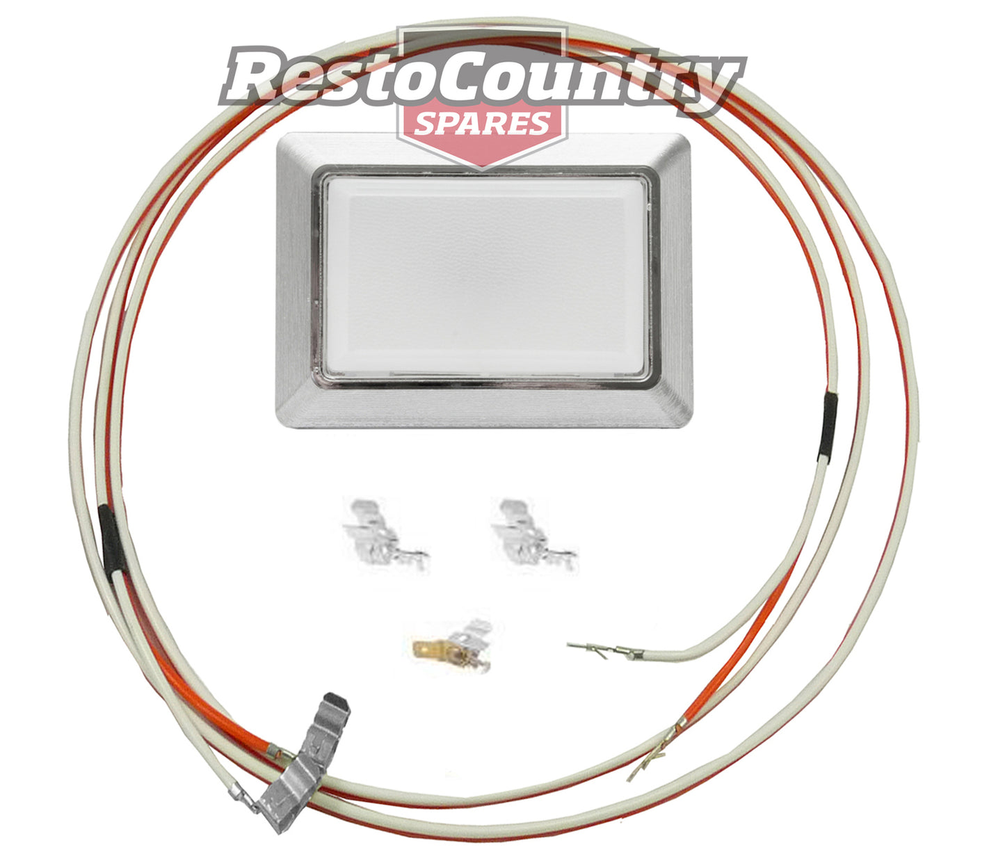 Holden Interior Light Kit CHROME Base+Lens +Wiring Loom UTE+1 TONNER HQ HJ HX HZ - kLii1003c-e