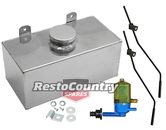 Holden Alloy Washer Bottle + Nozzles + Pump + Fitting Kit HQ HJ HX HZ tank wiper - kM020-d