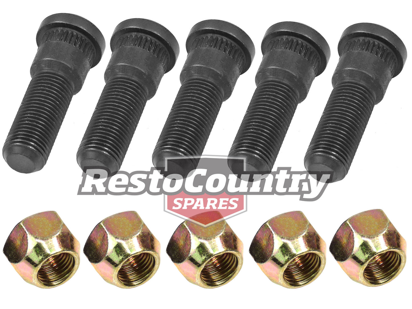 Ford Rear DRUM Wheel Stud + Nut x5 XR XT XW XY XA XB XC XG XH rim bolt - kNS217-a