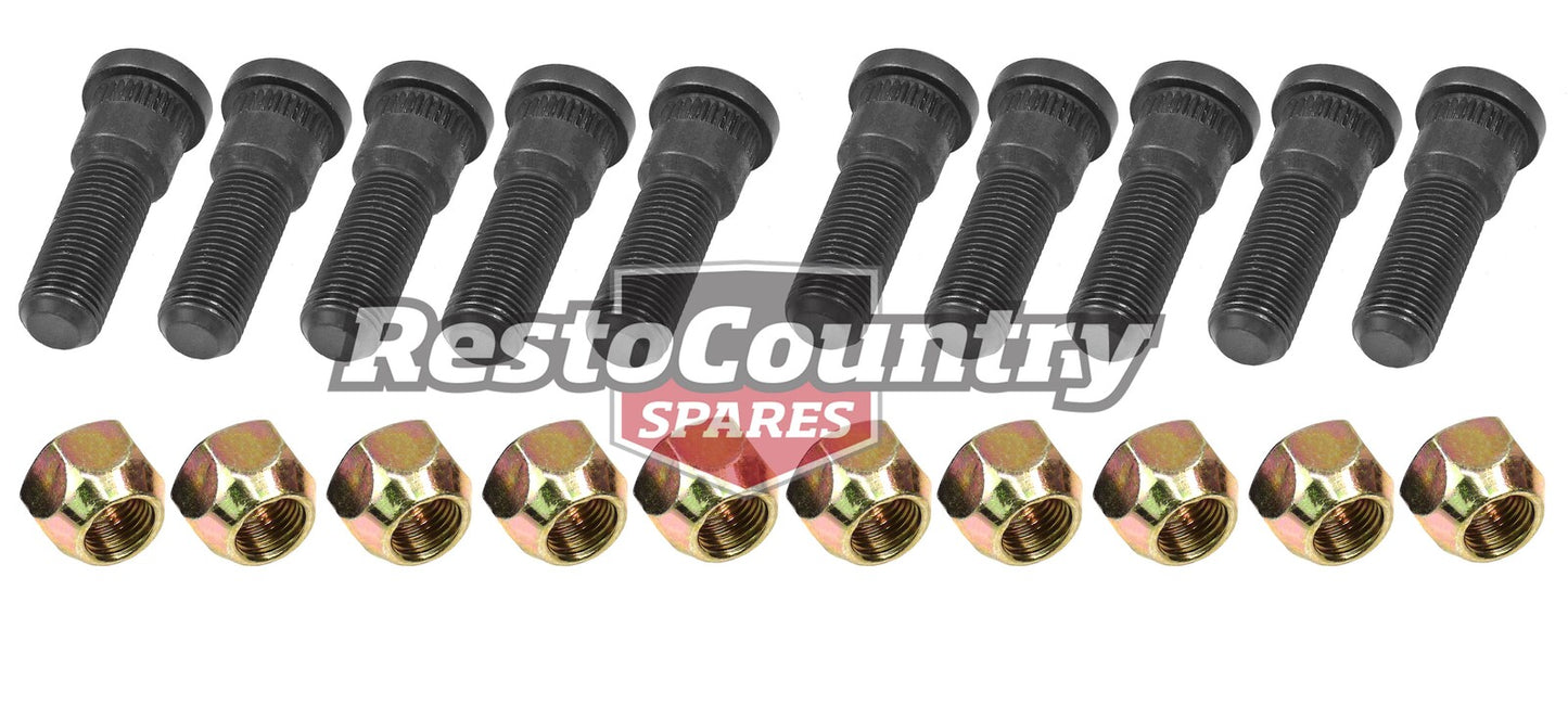Ford Rear DRUM Wheel Stud + Nut Kit x10 XR XT XW XY XA XB XC XG XH bolt - kNS217-b