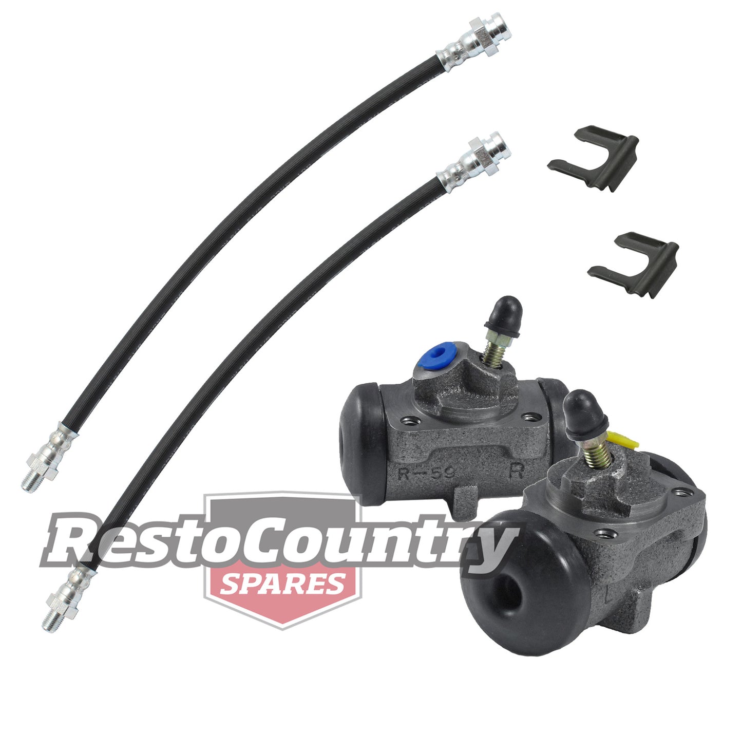 Holden Torana FRONT Brake Drum Wheel Cylinder + Brake Hose Kit LC LJ rubber line - kP5672-c