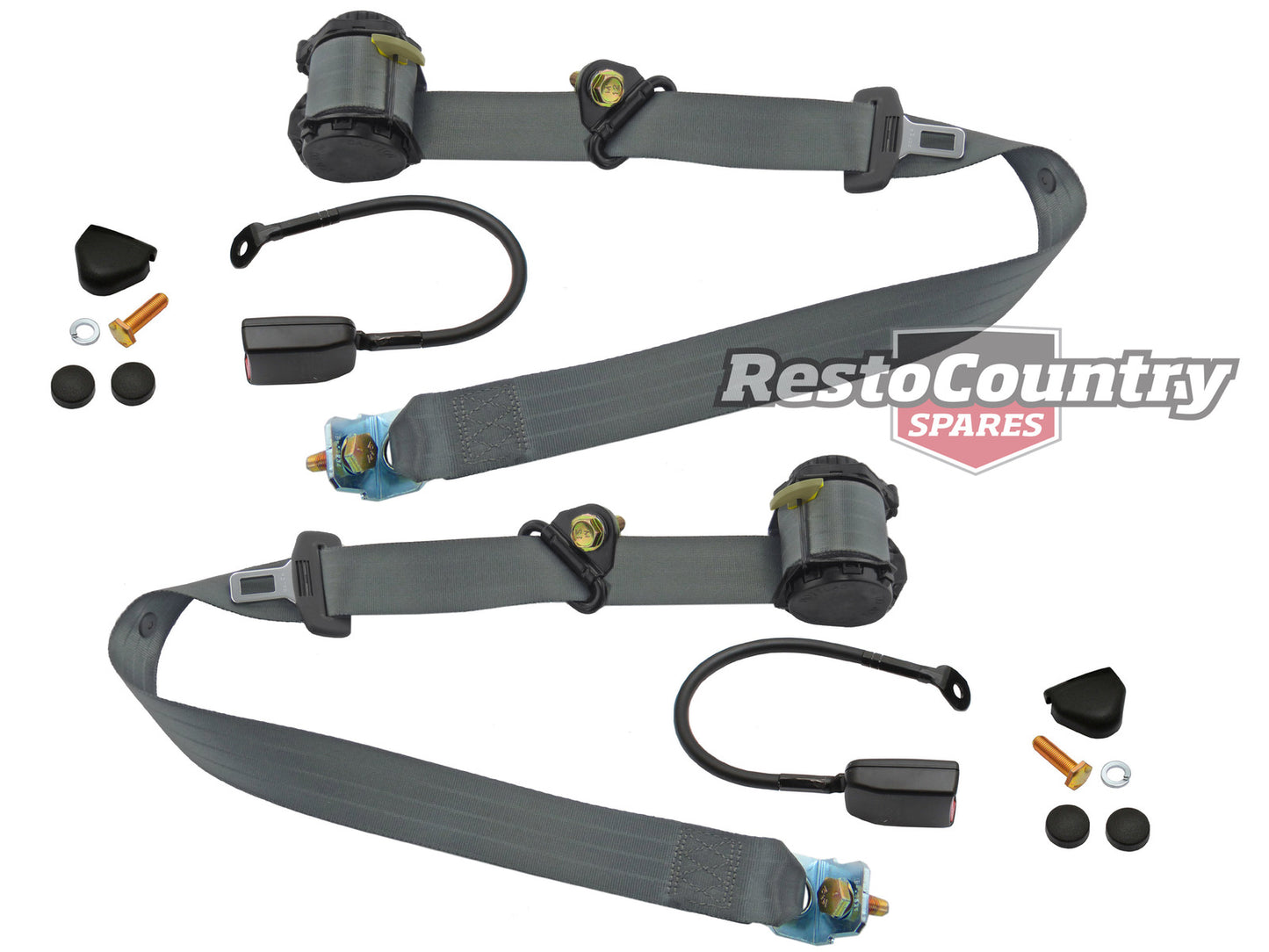 Front Inertia Seat Belt Pair (Grey – Bucket Seat) Ford XD ZJ - kPE3575GY-a