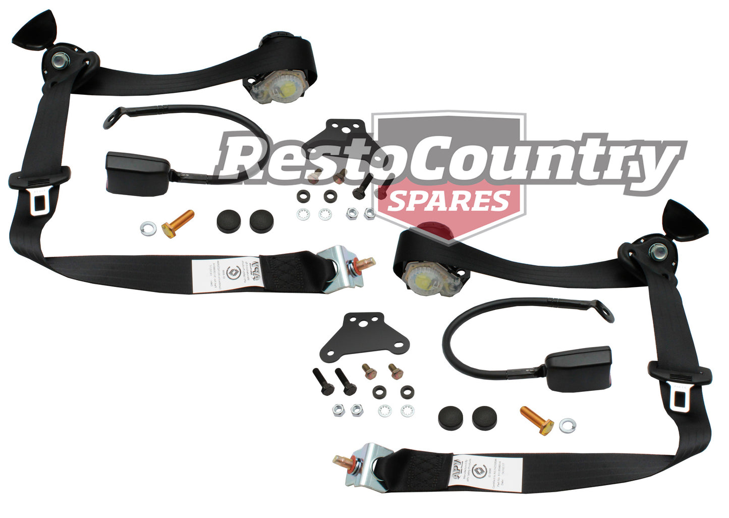 Front Inertia Seat Belt Pair (Black – Bucket Seat) Ford XE XF ZK ZL - kPE3597-a