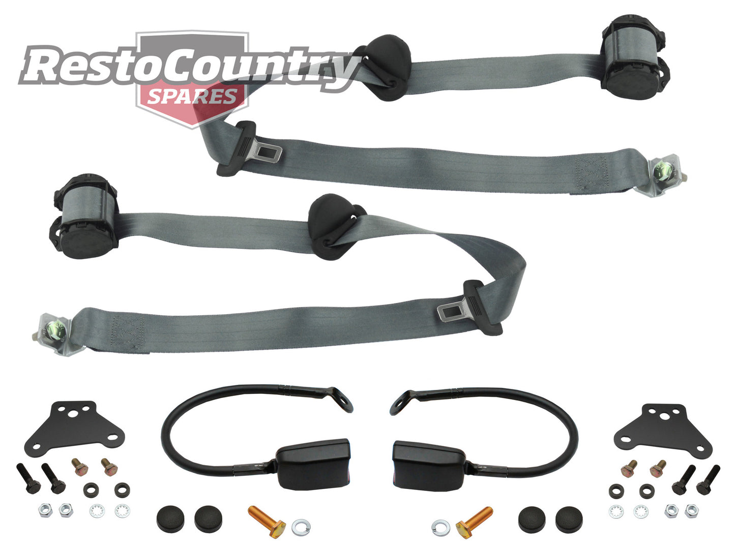 Front Inertia Seat Belt Pair (Grey – Bucket Seat) Ford XE XF ZK ZL - kPE3597GY-a
