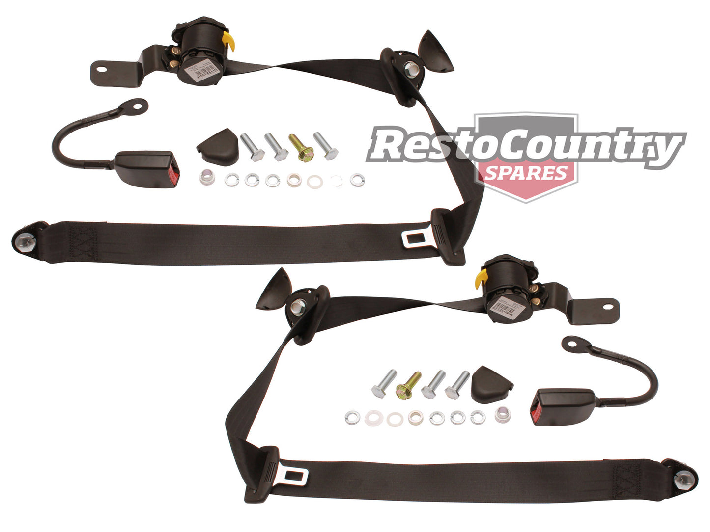 Front Inertia Seat Belt Pair (Black - Bucket Seat) Holden VB VC VH VK VL Commodore - kPE3642-a