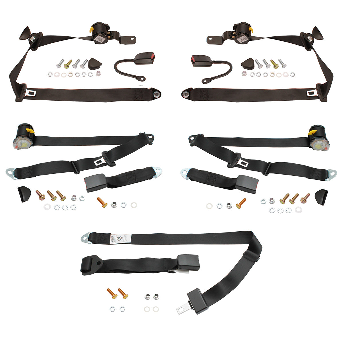 Front & Rear Seat Belt Kit (Black) Holden VK VL Commodore - kPE3642-b