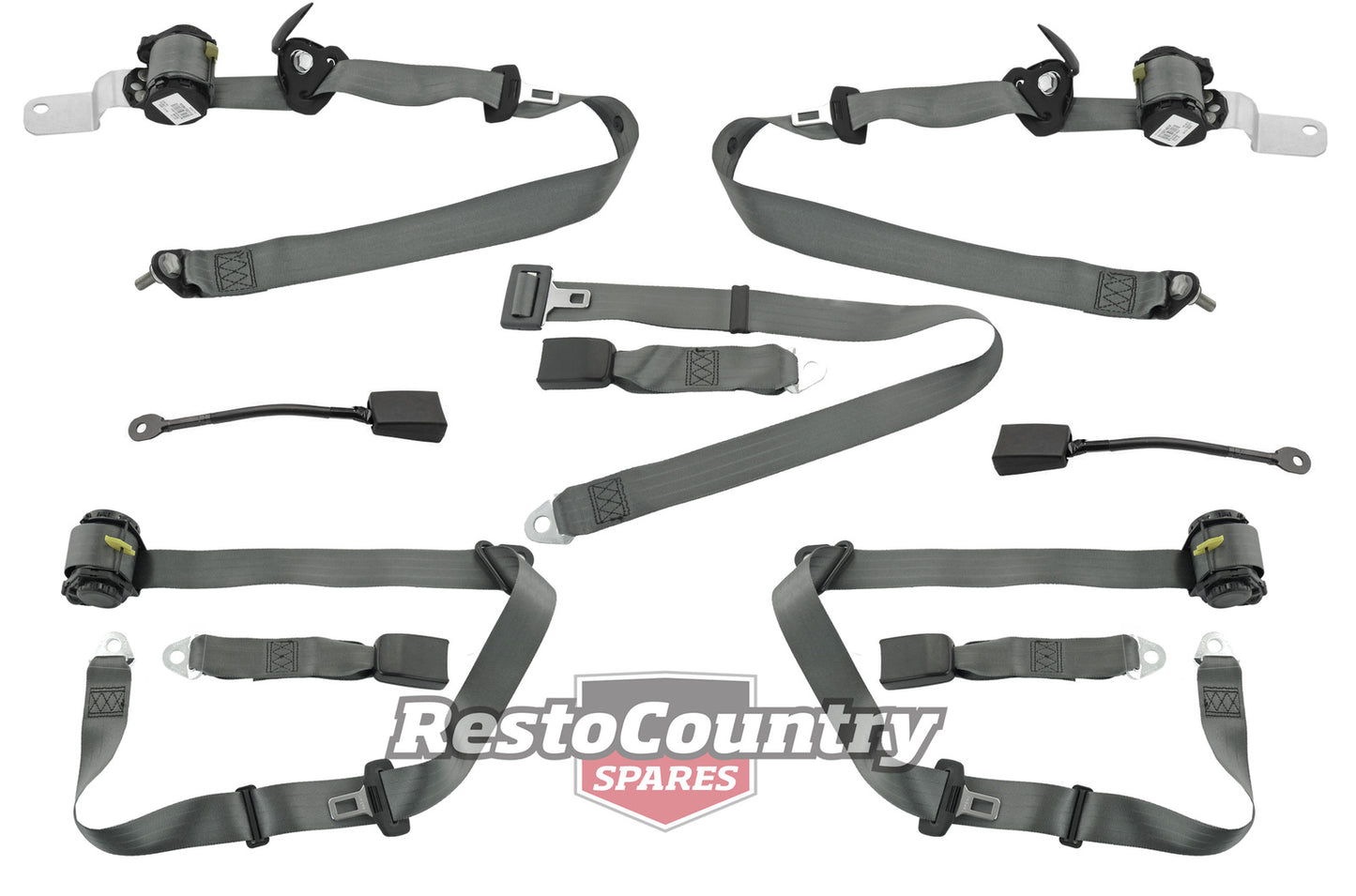 Front & Rear Seat Belt Kit (Grey) Holden VK VL Commodore - kPE3642GY-c
