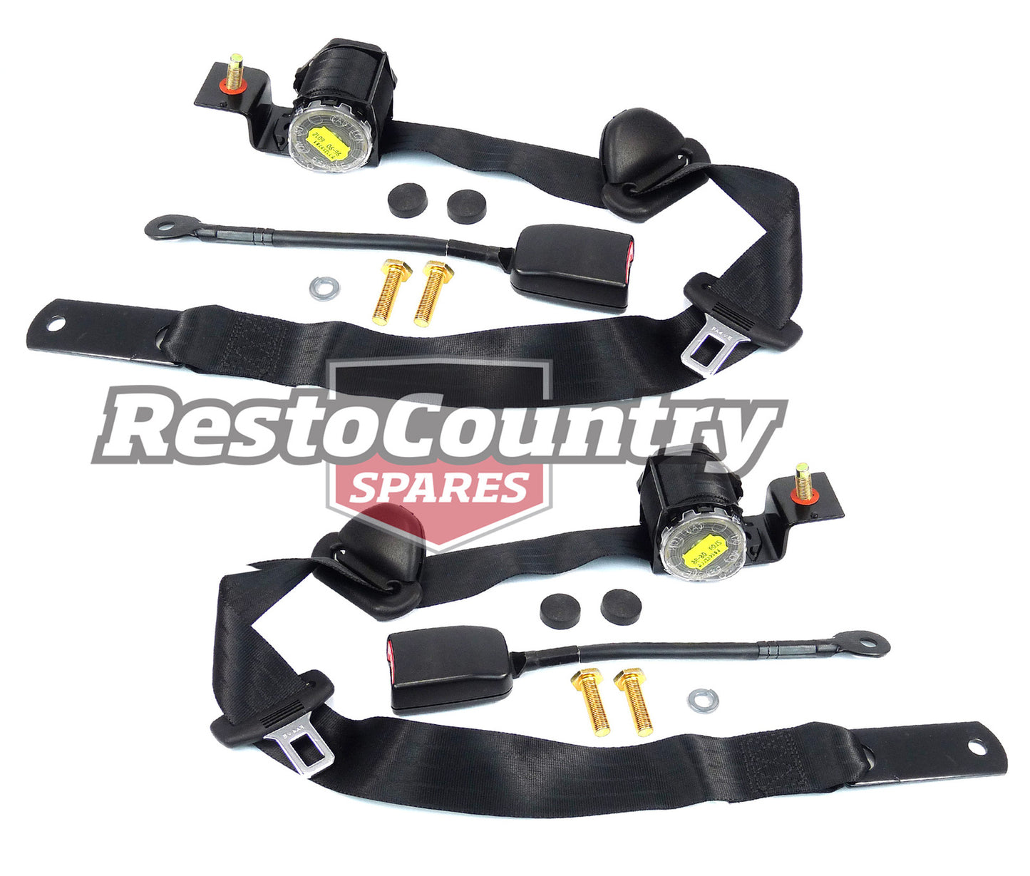 Front Inertia Seat Belt Pair (Black - Bucket Seat) Holden VN VG VP VQ Commodore - kPE3656-a