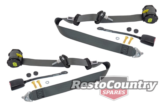 Front Inertia Seat Belt Pair (Grey - Bucket Seat) Holden VN VG VP VQ Commodore - kPE3656GY-a