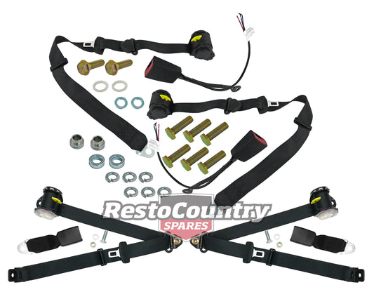 Front & Rear Seat Belt Kit (Black) Holden VR VS Sedan - kPE7059-b