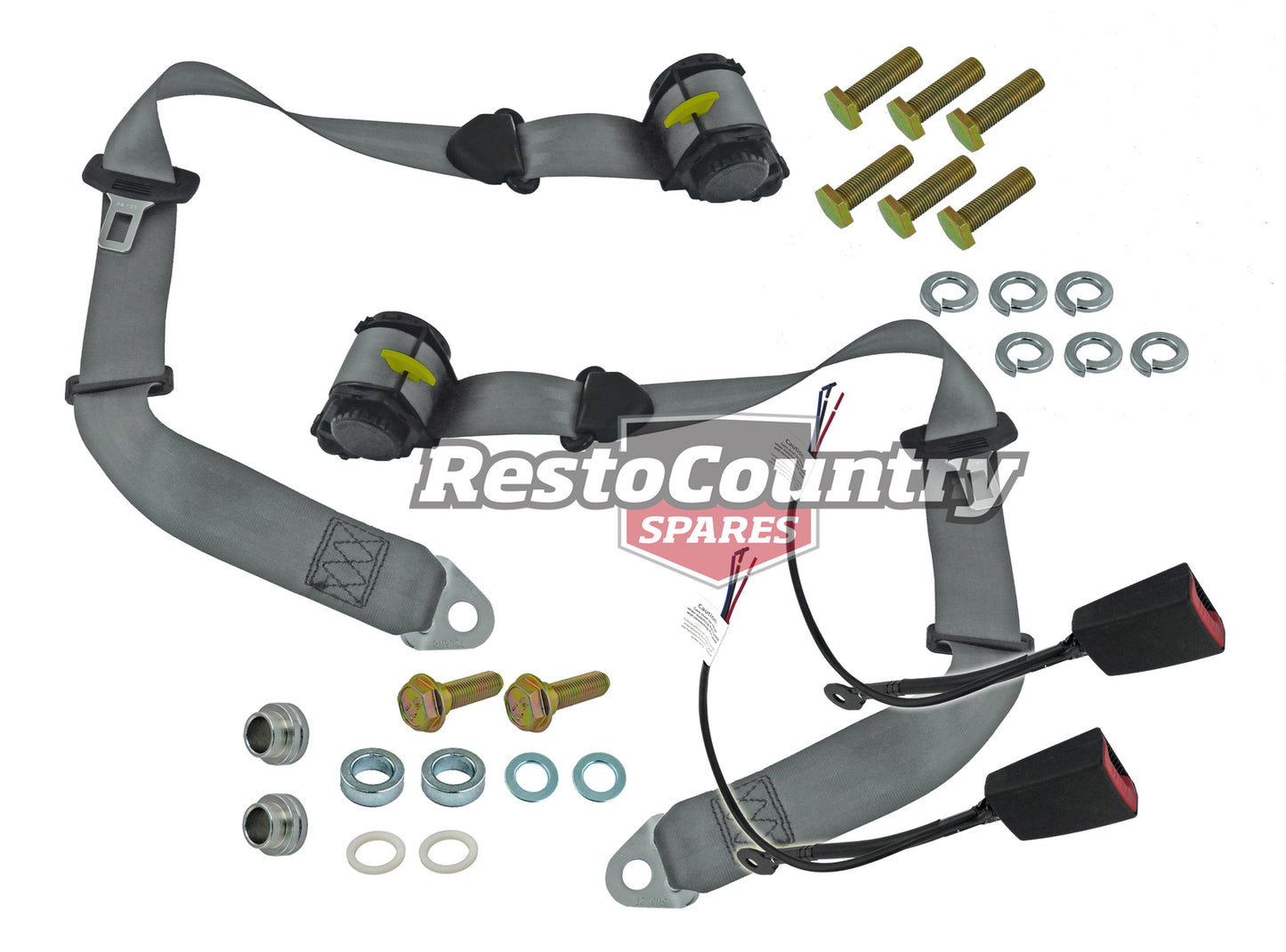 Front Inertia Seat Belt Pair (Grey - Bucket Seat) Holden VR VS Commodore - kPE7059GY-a