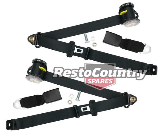 Rear Inertia Seat Belt Pair (Black – Bench Seat) Holden VN VP VR VS Sedan - kPK5850-a