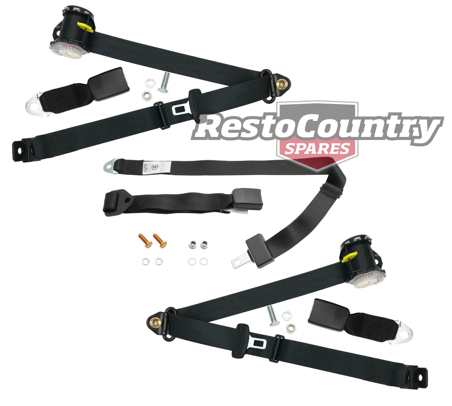 Rear Inertia Seat Belt Set (Black – Bench Seat) Holden VN VP Sedan - kPK5850-b