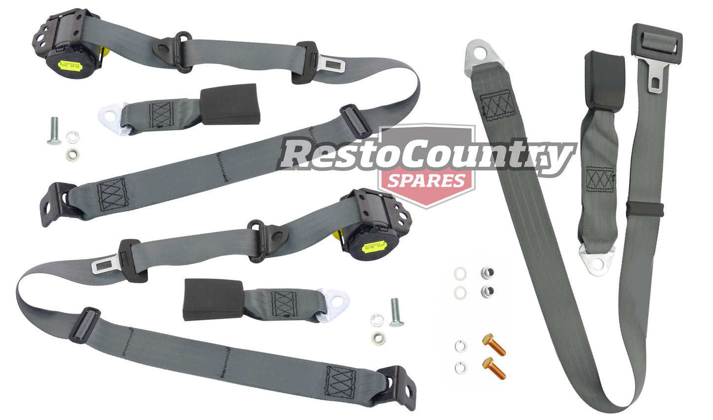 Rear Inertia Seat Belt Set (Grey – Bench Seat) Holden VN VP VR VS Sedan - kPK5850GY-b