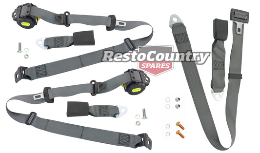 Rear Inertia Seat Belt Set (Grey – Bench Seat) Holden VN VP VR VS Sedan - kPK5850GY-b