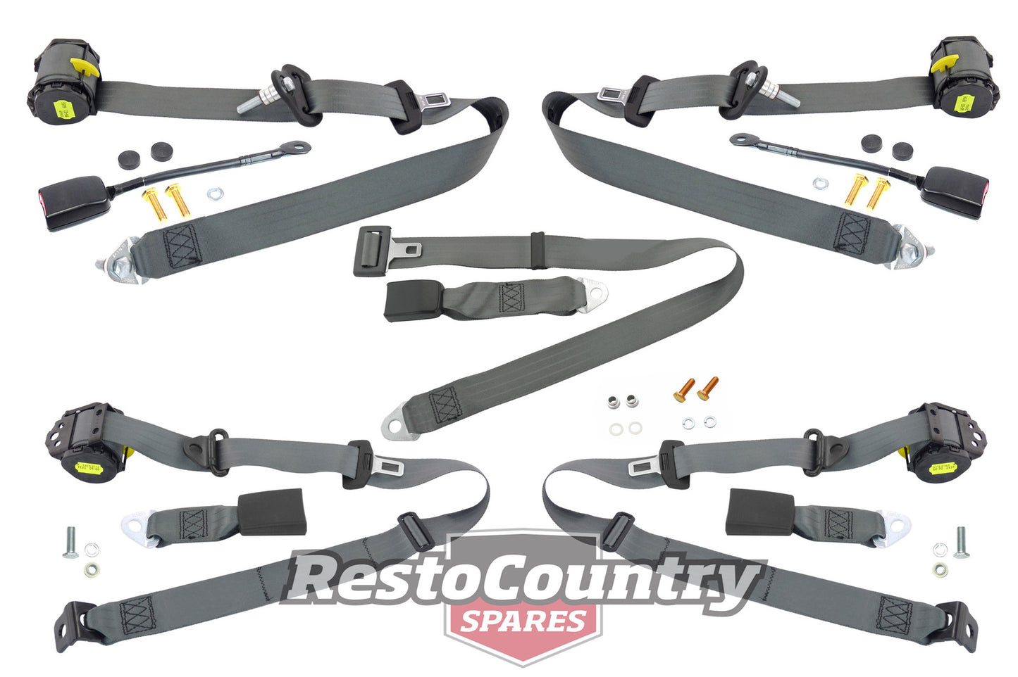 Front & Rear Seat Belt Kit (Grey) Holden VN VP Sedan - kPK5850GY-c