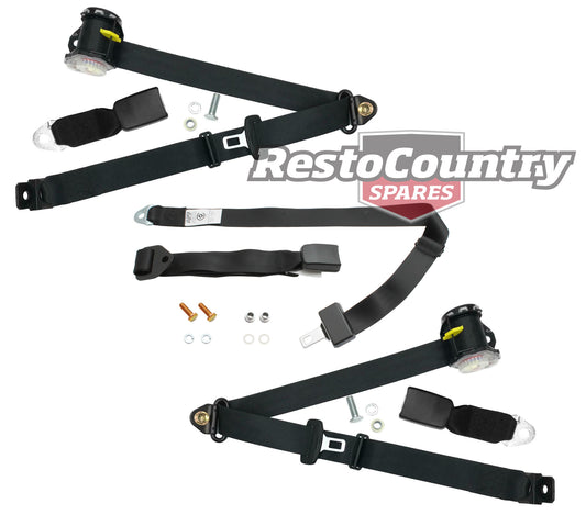 Rear Inertia Seat Belt Set (Black – Bench Seat) Holden VN VP Sedan - kPK5850-b
