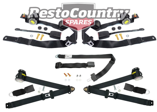 Front & Rear Seat Belt Kit (Black) Holden VN VP Wagon - kPK7515-c