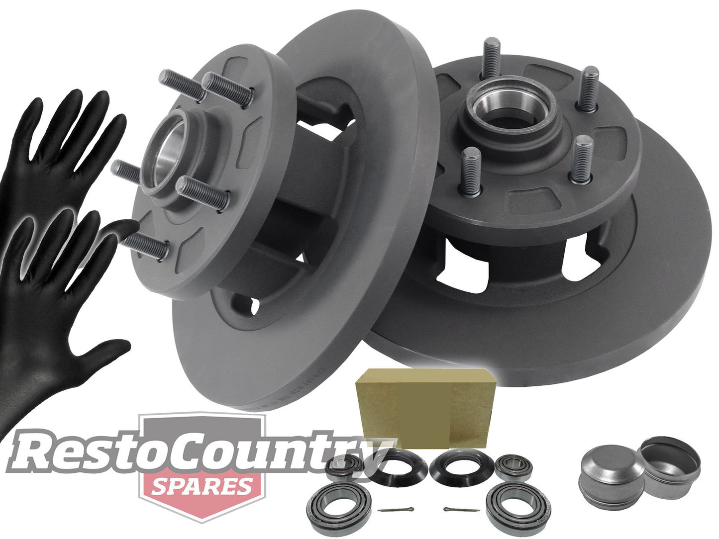 Holden Torana Front Disc Brake + Wheel Bearing + Hub Cap Kit LH LX UC wheel - kRDA10-b