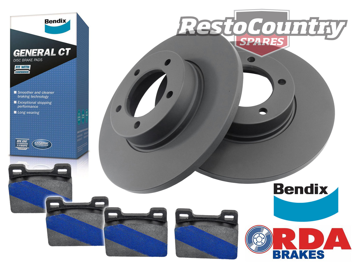 Front Disc Brake Rotor & Pad Kit (PBR Caliper) Ford XR XT ZA ZB 6Cyl - kRDA104-c