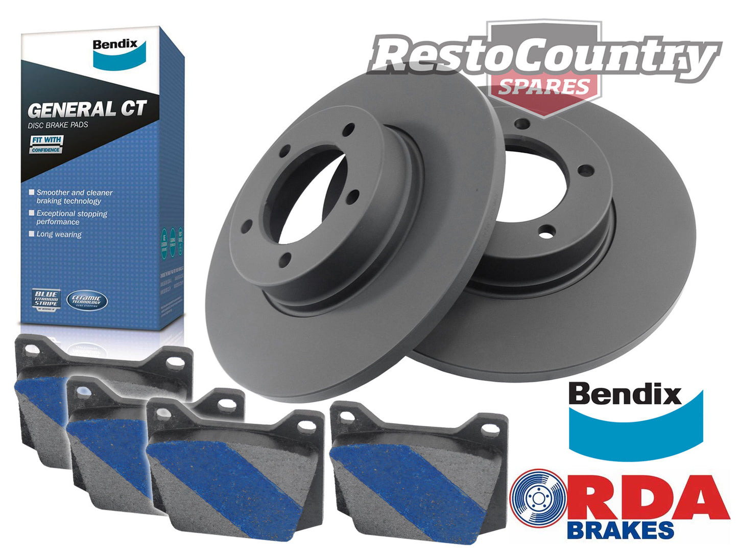 Front Disc Brake Rotor & Pad Kit (Girling 16P) Ford XR XT ZA ZB 6Cyl - kRDA104-e
