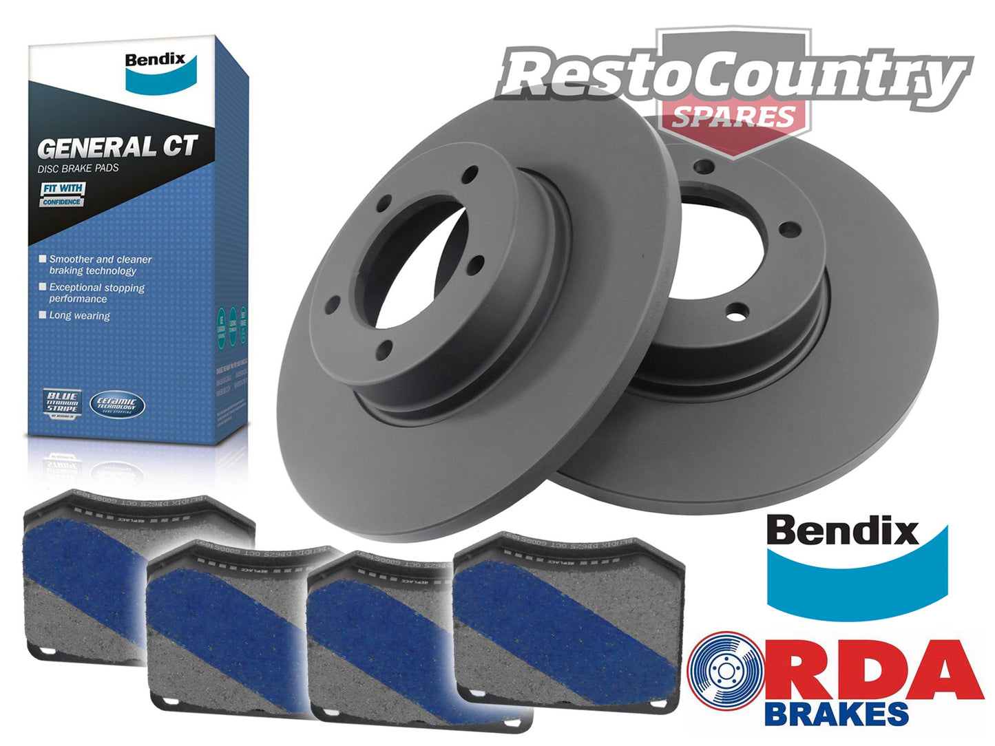 Front Disc Brake Rotor & Pad Kit (Girling 16M) Ford XR XT ZA ZB 6Cyl - kRDA104-f