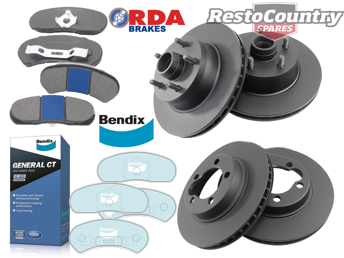 Complete Disc Brake Rotor & Pad Kit (PBR Cast Iron Front) Ford XB ZG - kRDA106H-j