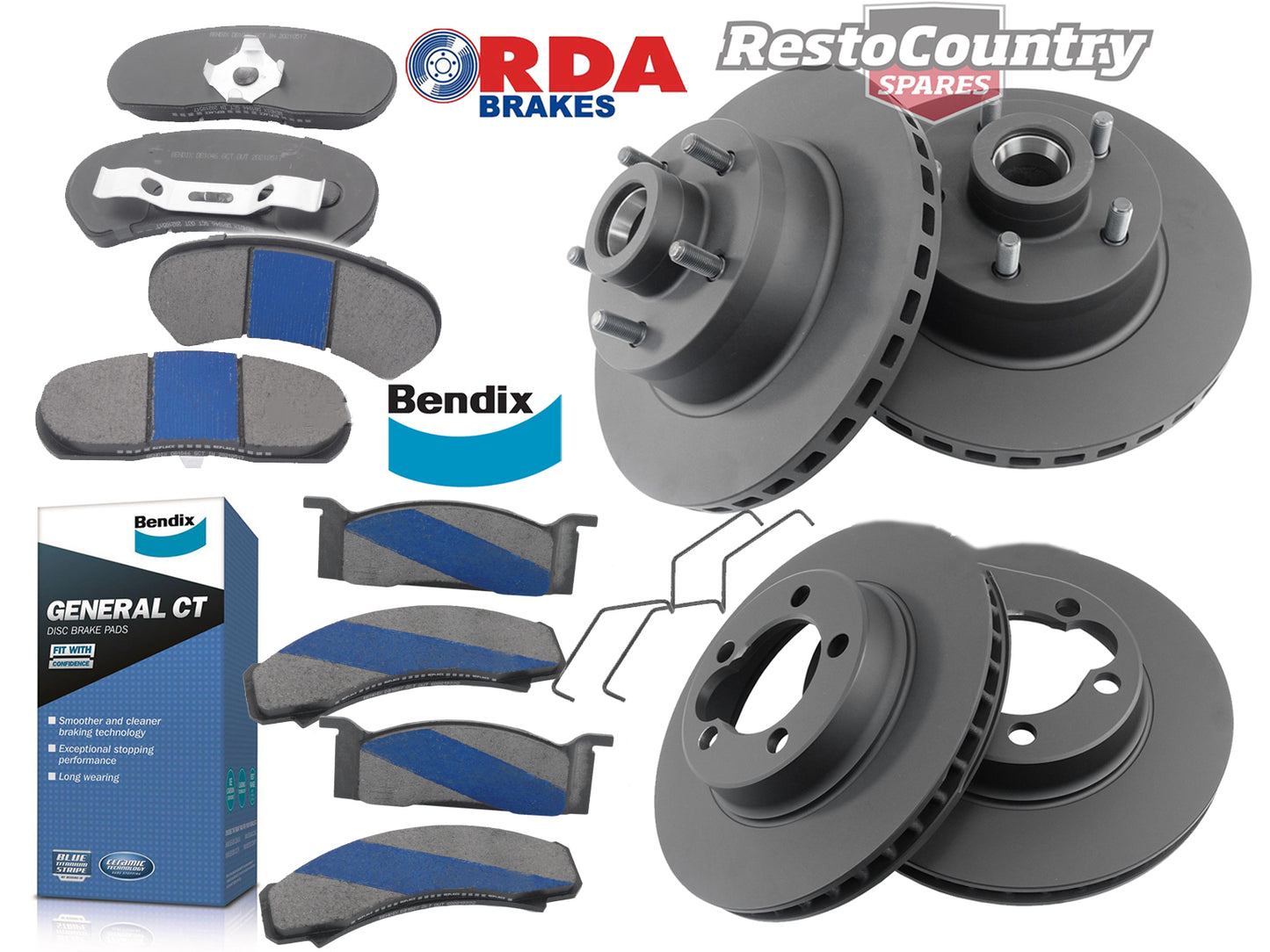 Complete Disc Brake Rotor & Pad Kit (Kelsey Hayes Front) Ford XB XC - kRDA107-k