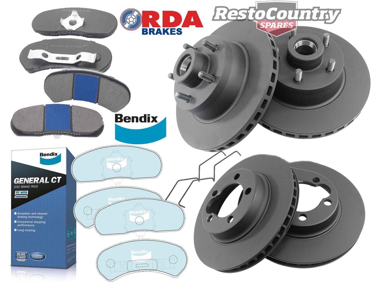 Complete Disc Brake Rotor & Pad Kit (PBR Cast Iron Front) Ford XB XC - kRDA107-l