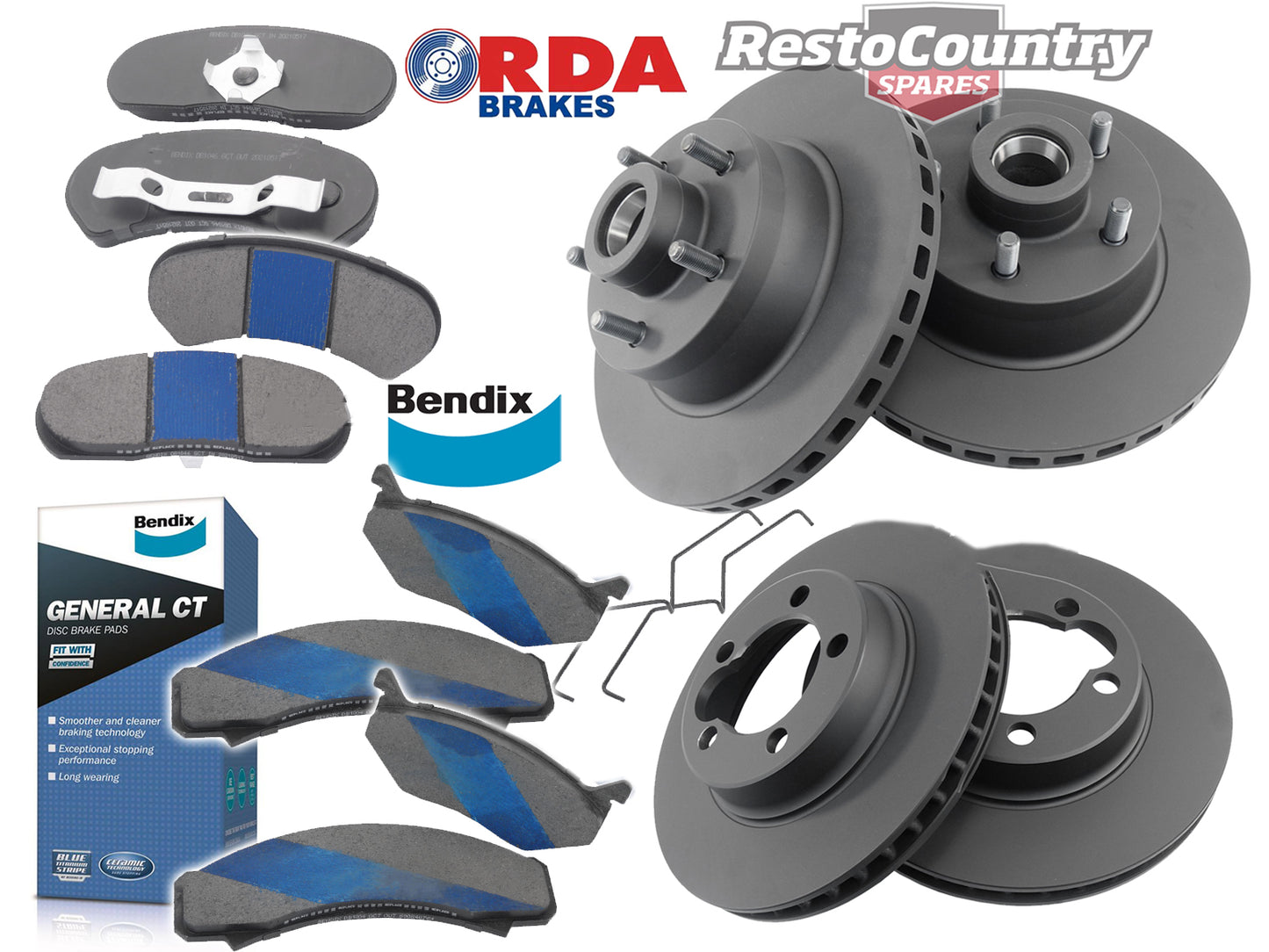 Complete Disc Brake Rotor & Pad Kit (Girlock Cast Iron Front) Ford XB XC - kRDA107-m